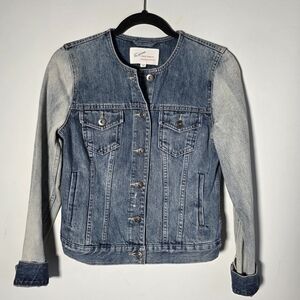 Two By Vince Camuto Denim Jean Jacket Two-Tone XS 100% Cotton Normcore